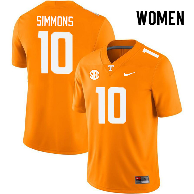 Women #10 Elijah Simmons Tennessee Volunteers College Football Jerseys Stitched Sale-Orange